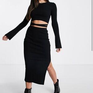 ASOS Black Skirt Set with Cut-Out Detail